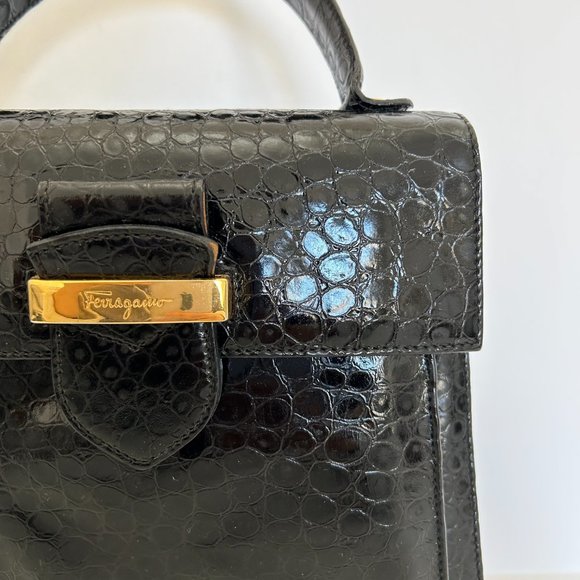 Salvatore Ferragamo Vintage Faux Lizard Shoulder Bag - Picture 3 of 14